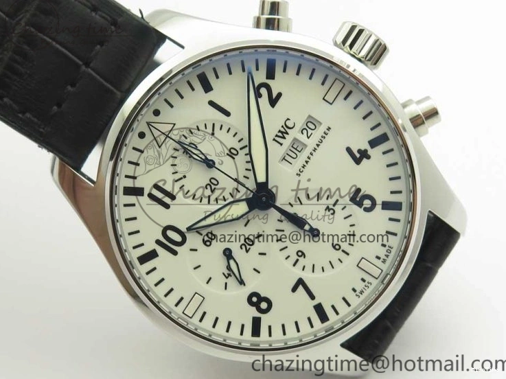 MIROTIME 0712 Pilot Chrono 377725 SS ZF 1:1 Best Edition White Dial on Black Leather Strap A Soft 7183